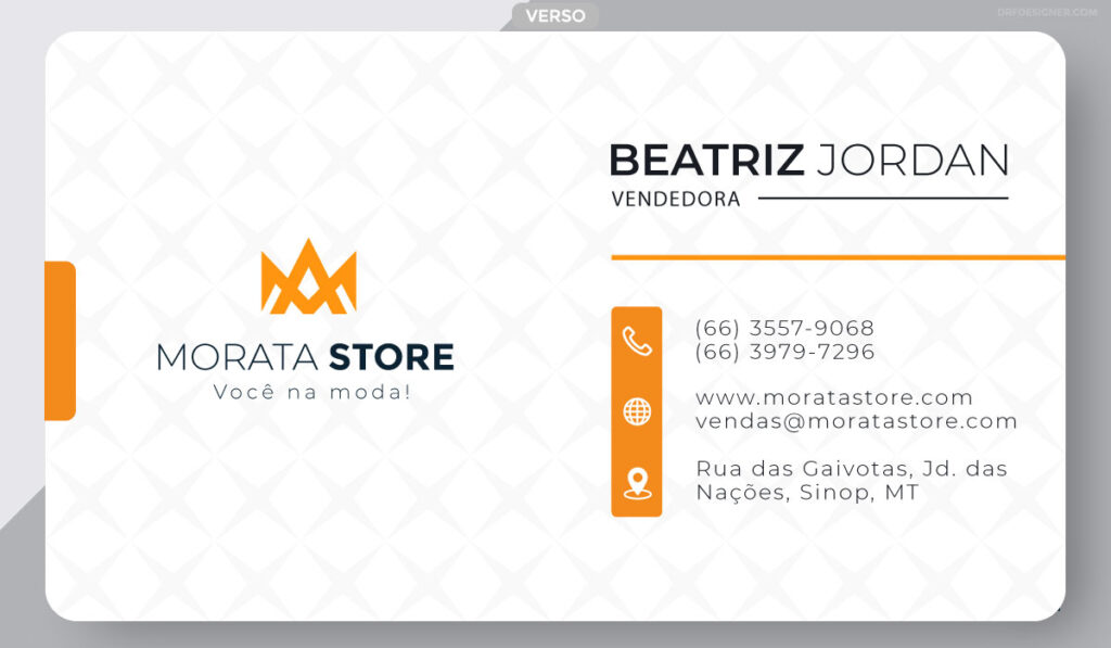 Cartão de Visita Morata Store - Sinop, MT - Verso