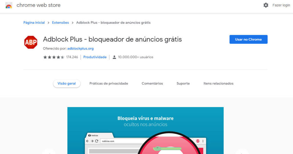 Adblock Plus chrome web store baixar e instalar extensão