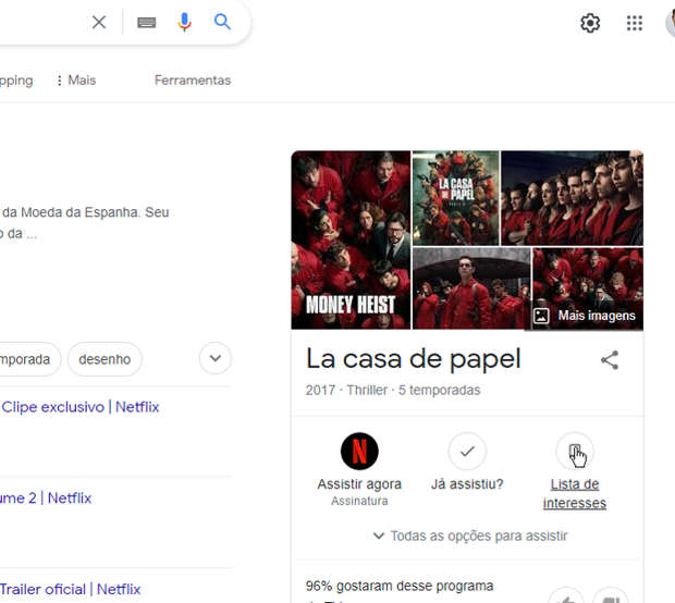 como salvar filme ou serie no google passo 2