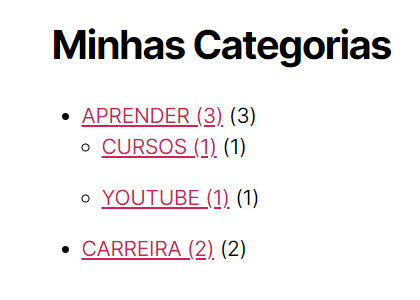 passo 10: resultado - exibição da árvore de categorias